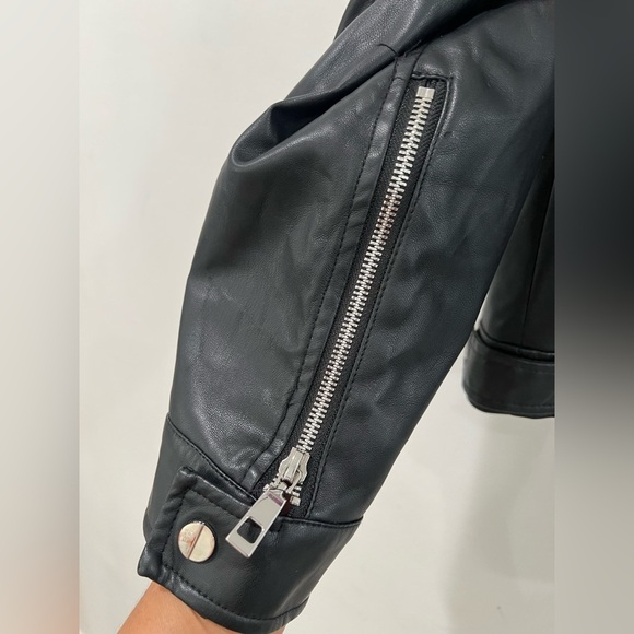 ZARA MAN Double Zipper Faux Leather Jacket Removable Hoodie - Picture 3 of 10